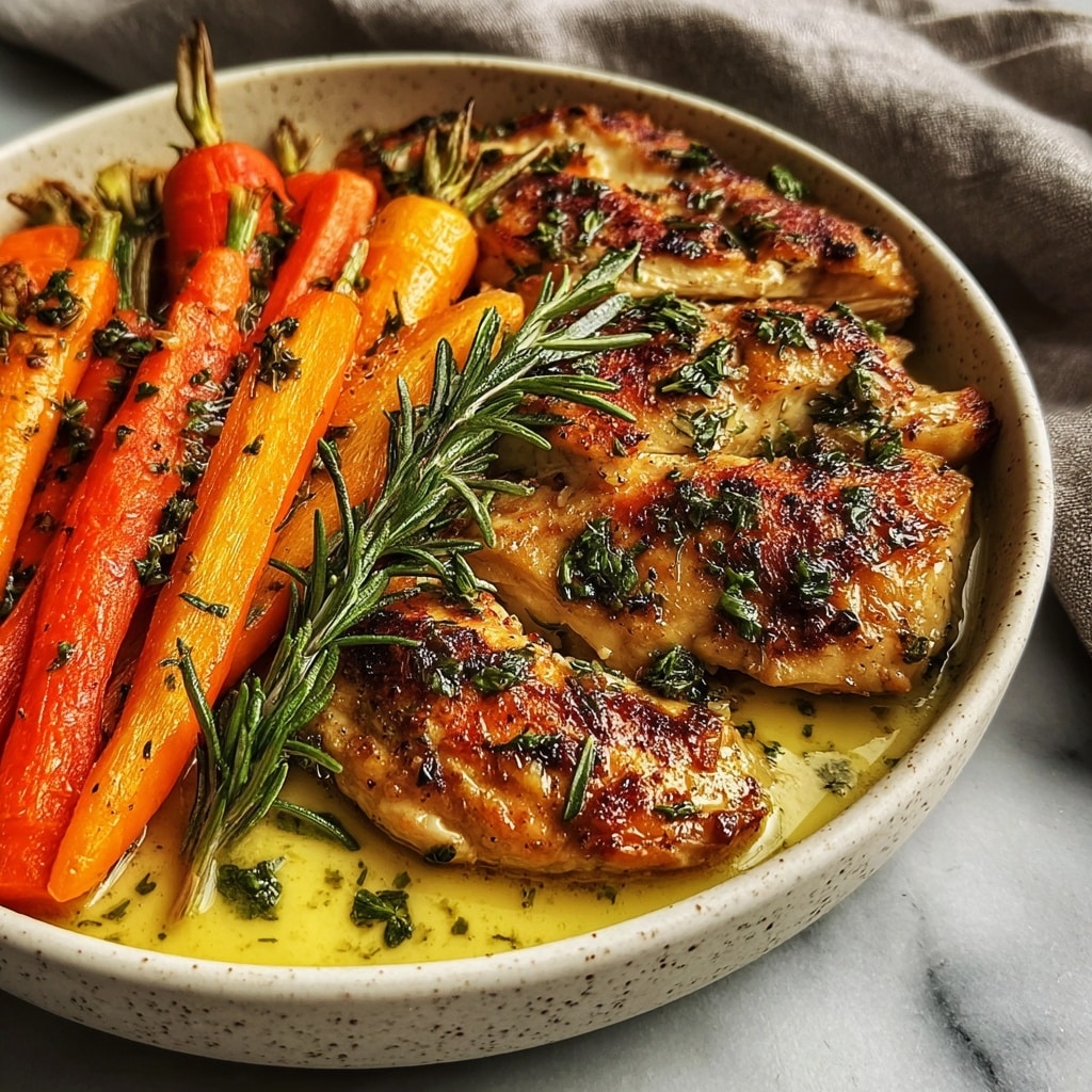 Garlic Herb Chicken with Caramelized Honey Butter Carrots Recipe - Recipe Image