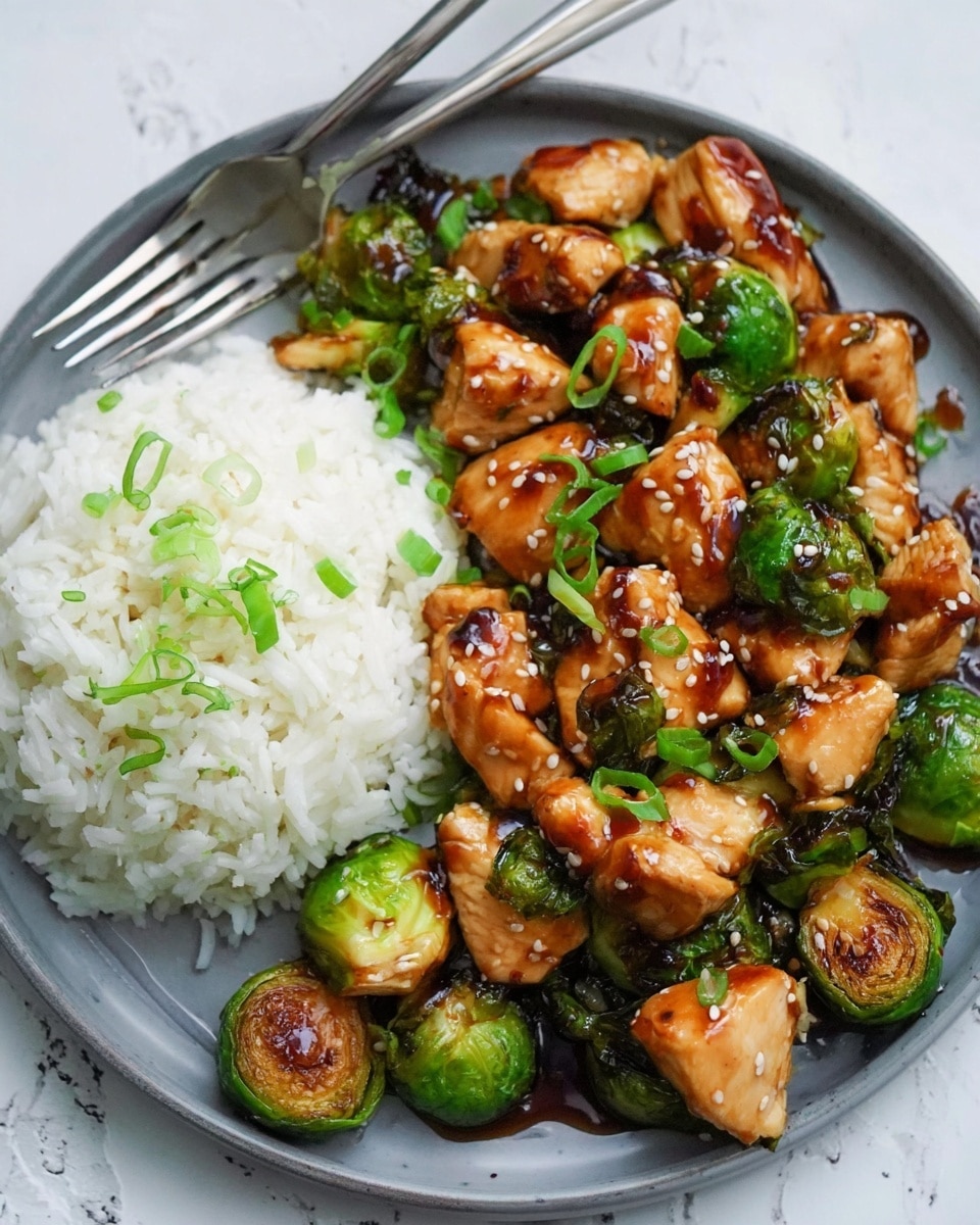 Air Fryer Sweet Chili Chicken and Brussels Sprouts Recipe - Recipe Image