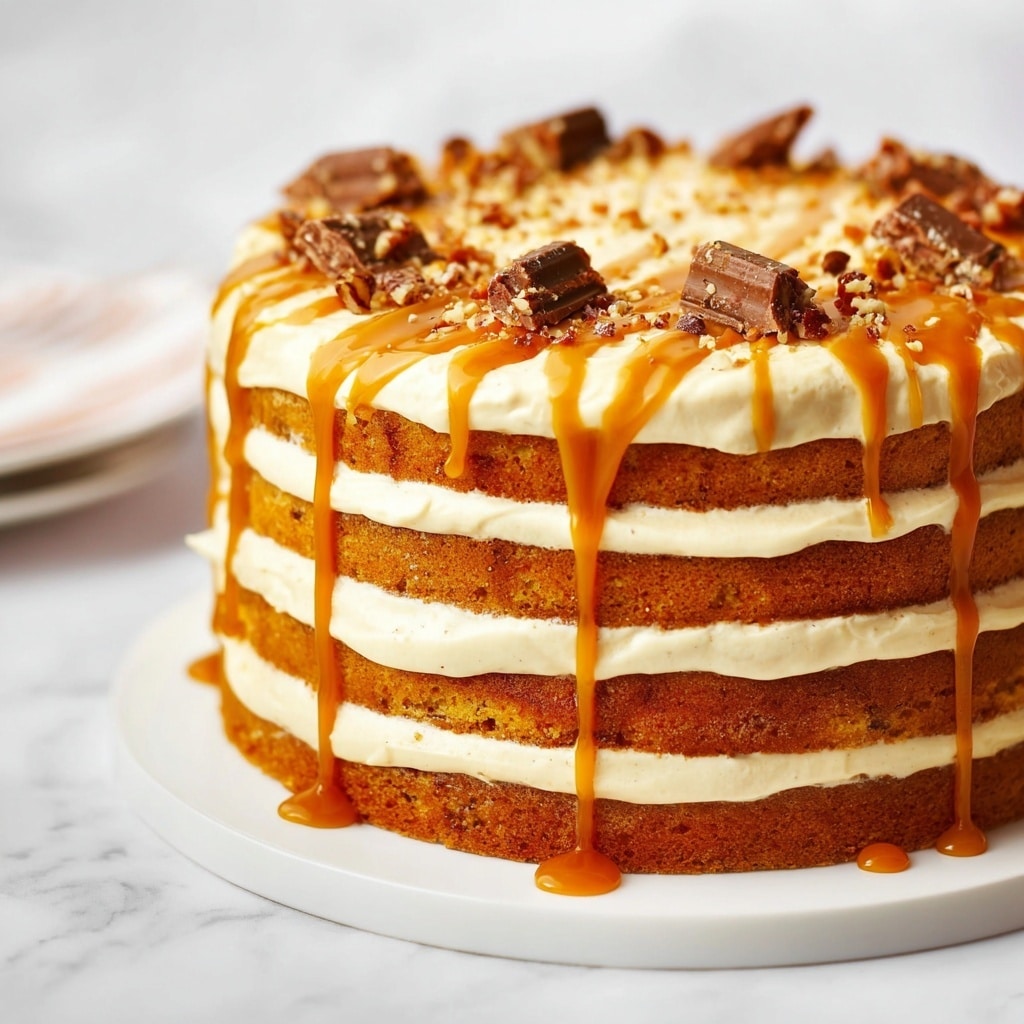 Pumpkin Torte with Toffee Bits and Caramel Drizzle Recipe - Recipe Image