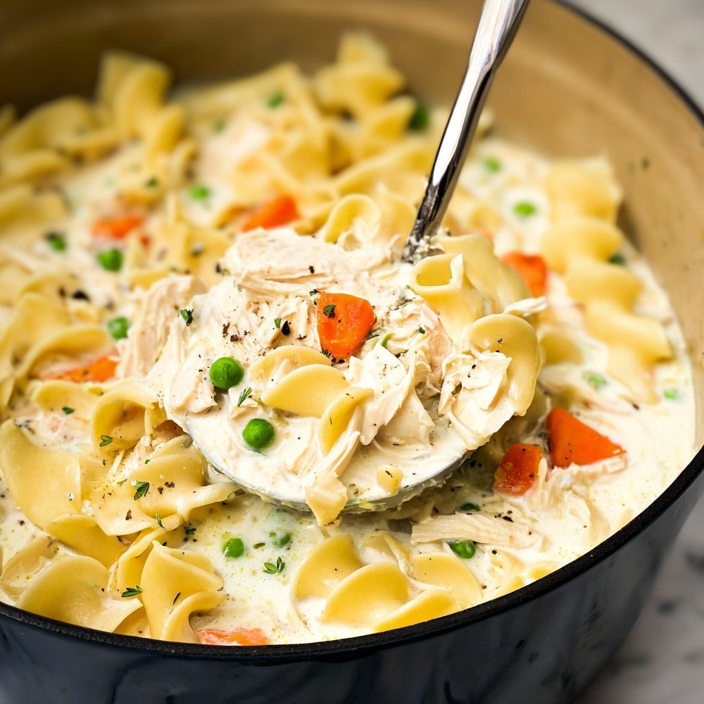 Slow Cooker Creamy Chicken Noodle Soup Recipe - Recipe Image