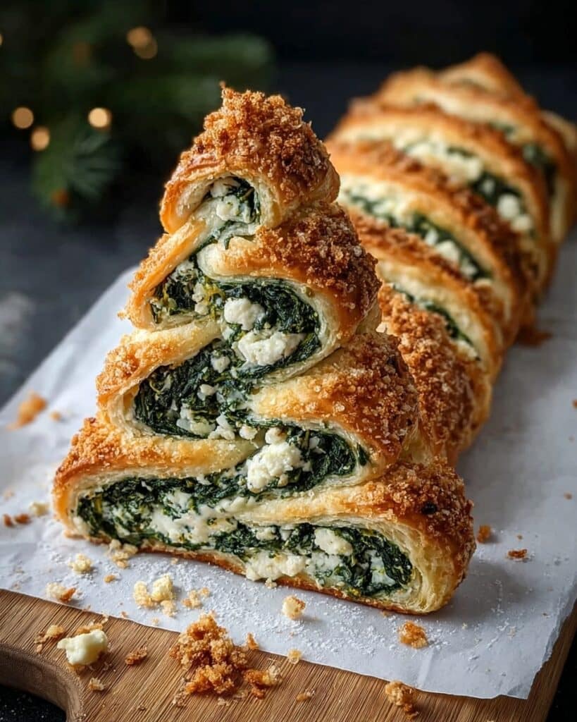 Easy Christmas Tree Spinach Feta Bread Recipe