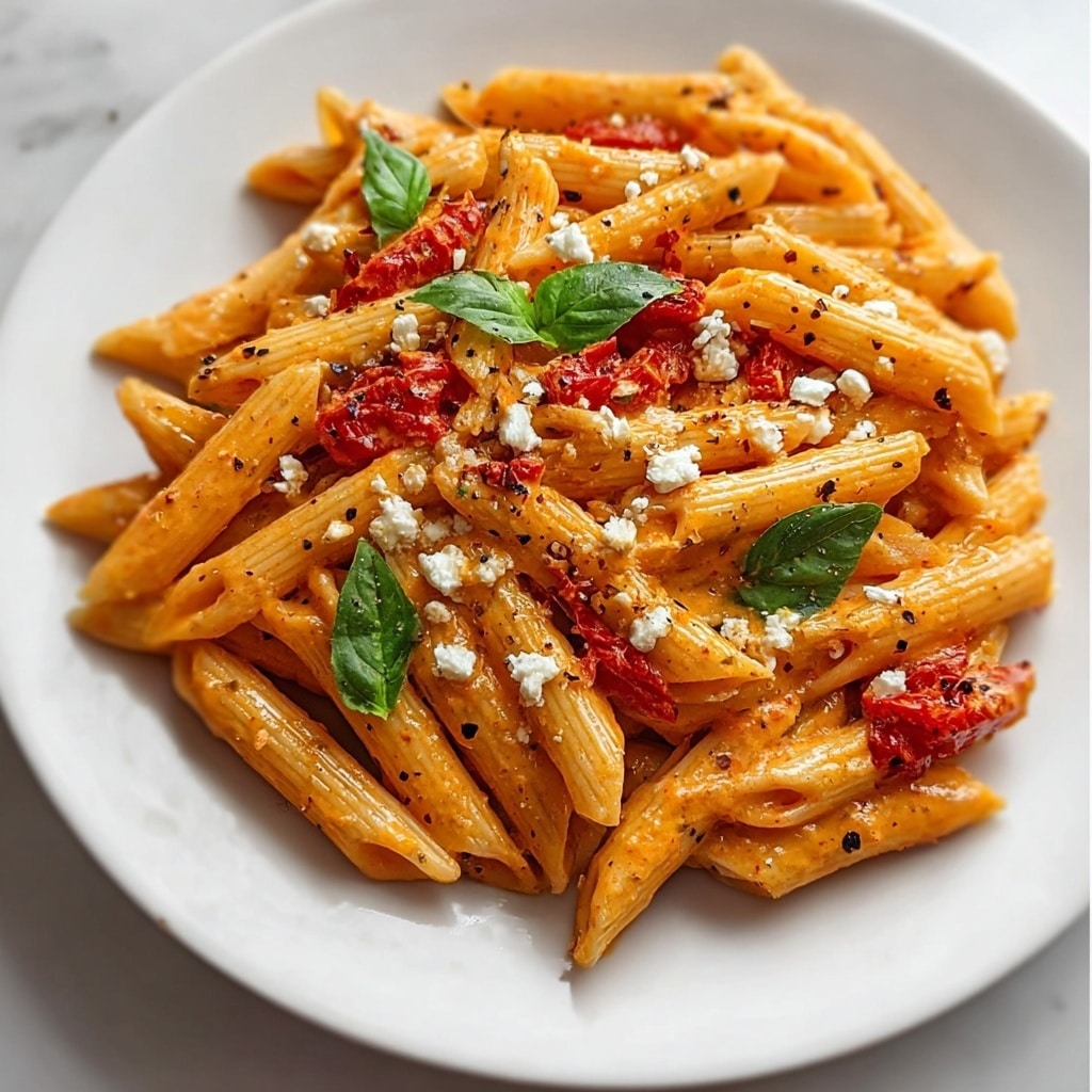 Roasted Red Pepper & Goat Cheese Penne Recipe - Recipe Image