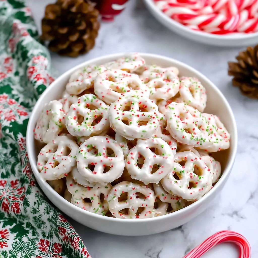 White Chocolate Pretzels with Strawberry and Almond Toppings Recipe - Recipe Image