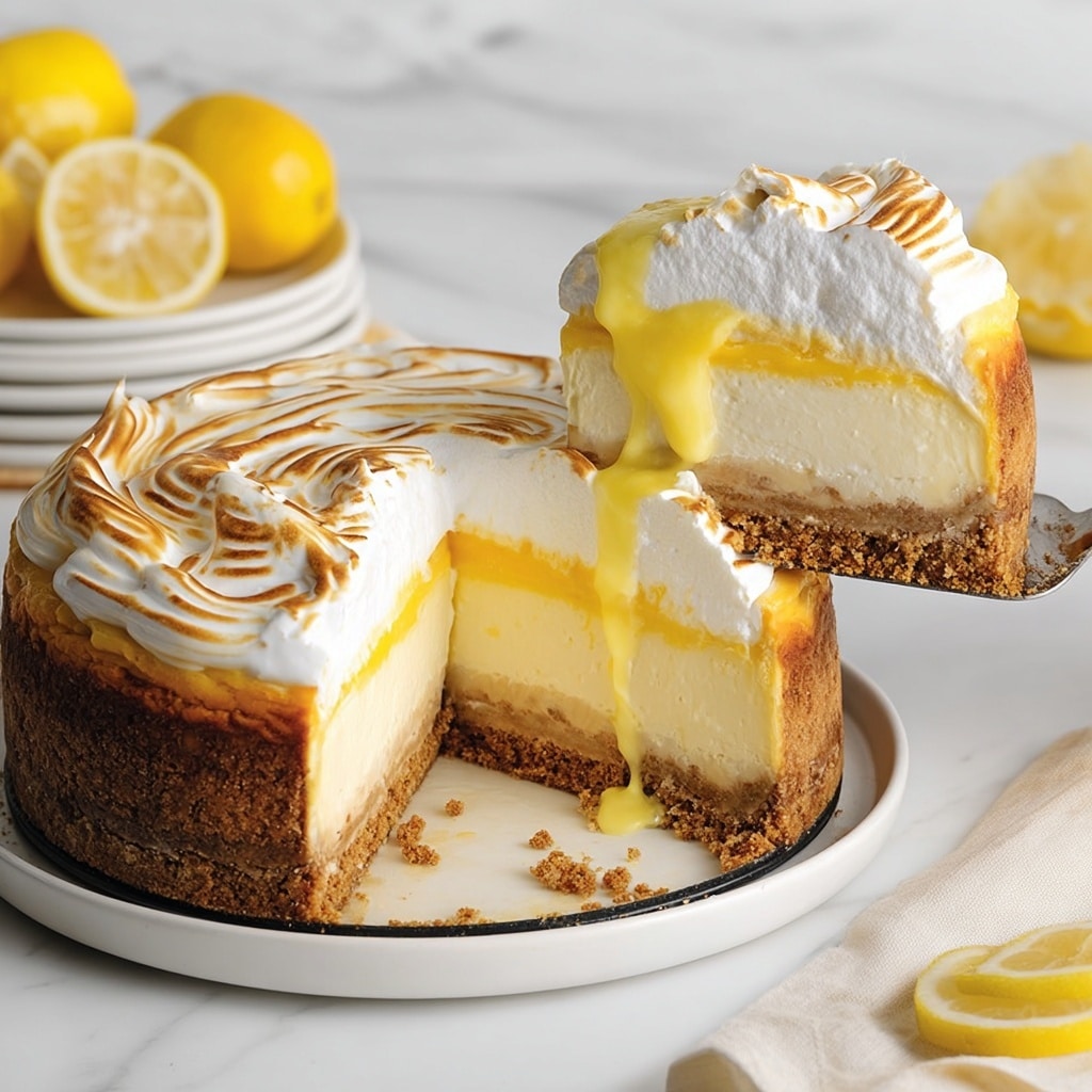 Baked Vegan Lemon Cheesecake with Meringue Topping Recipe - Recipe Image