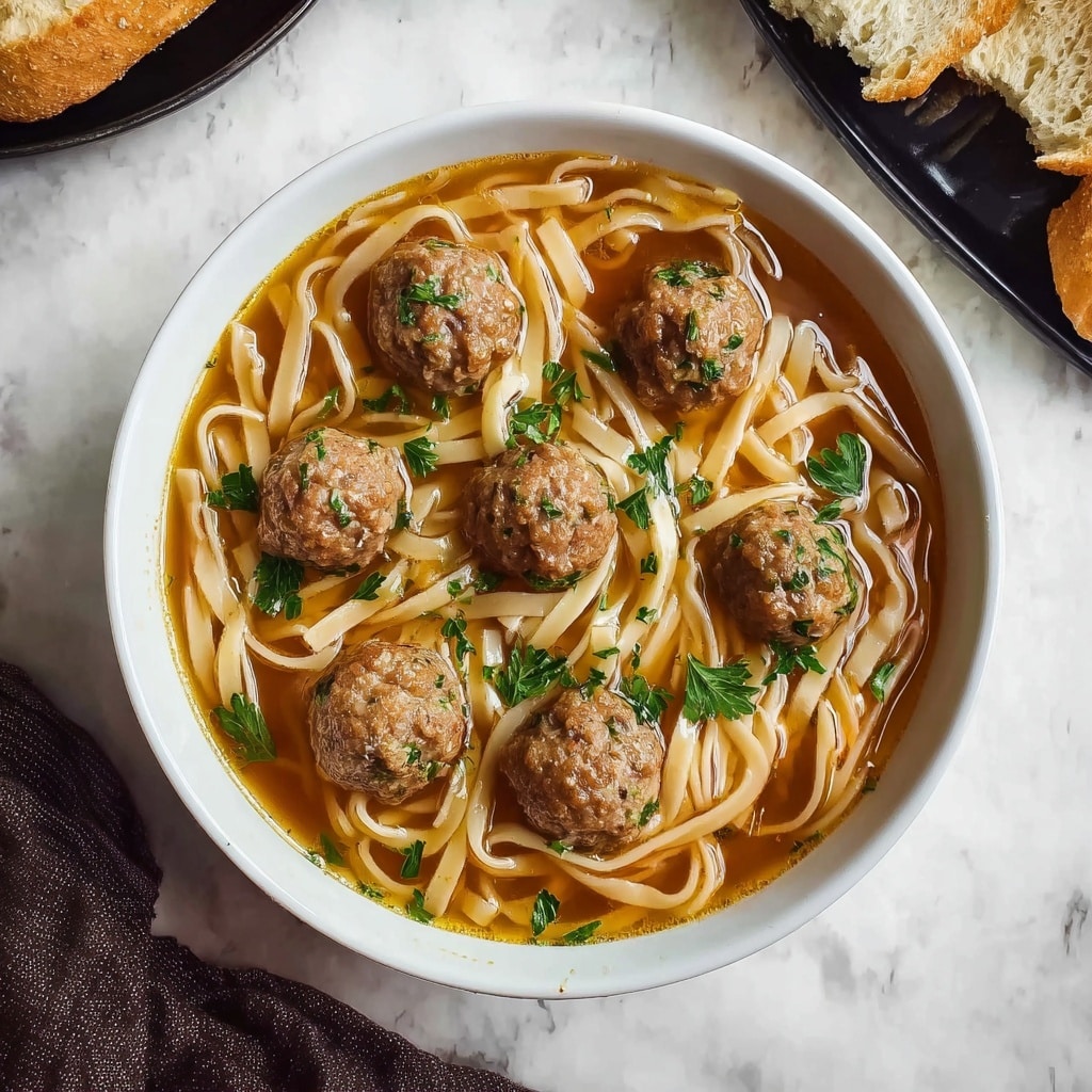Easy Meatball Soup with Noodles Recipe - Recipe Image