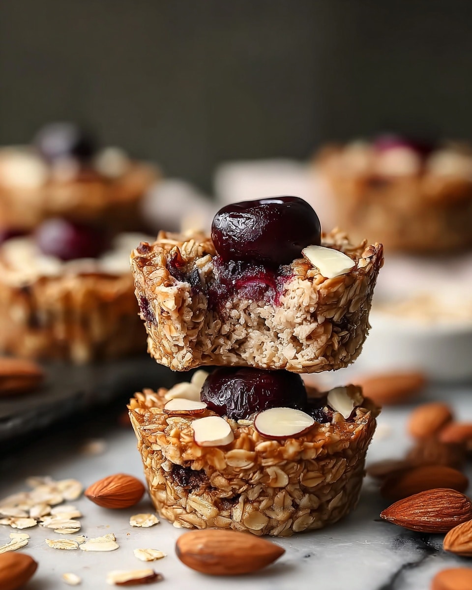 Cherry Almond Baked Oatmeal Cups Recipe - Recipe Image