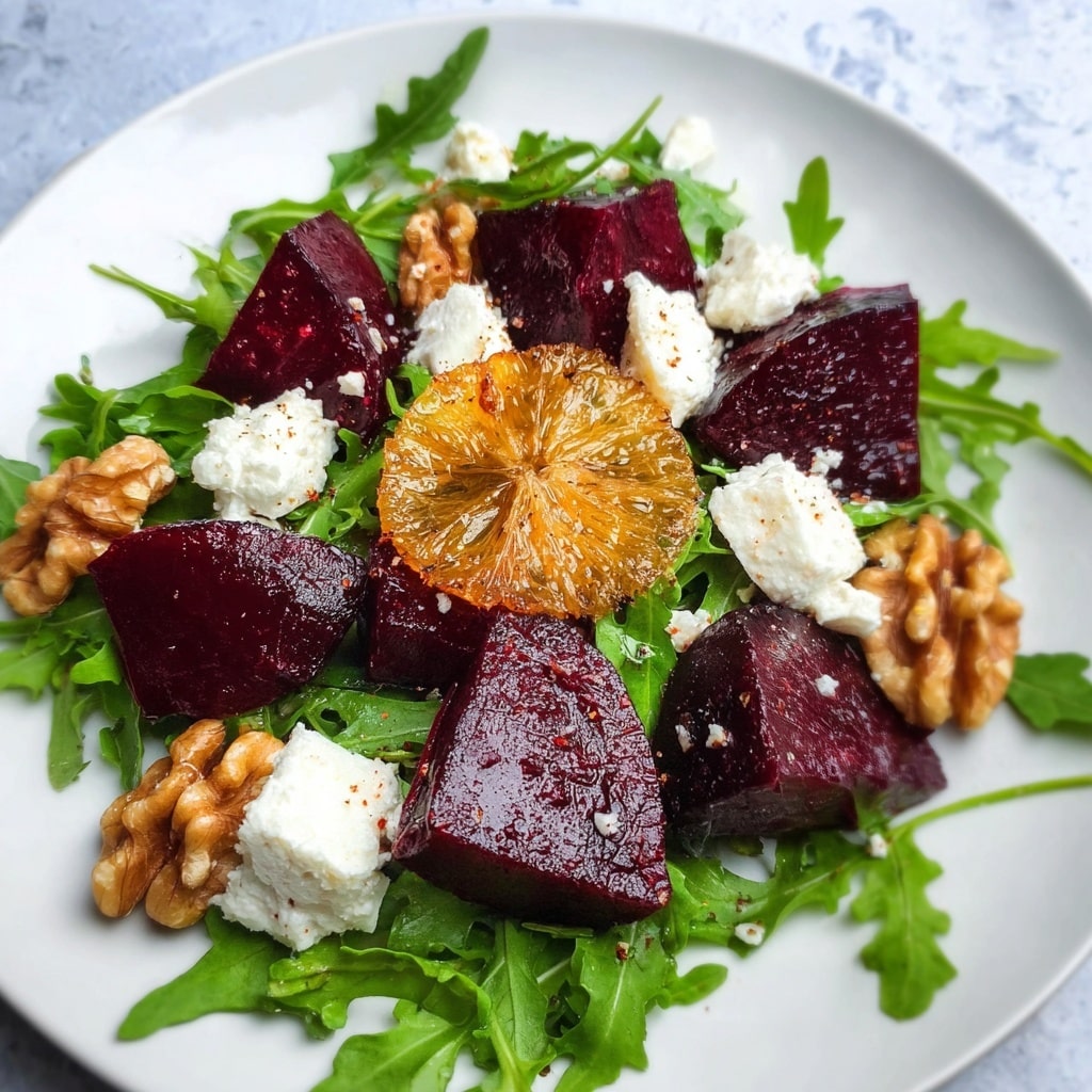Roasted Beet Arugula Salad with Feta and Walnuts Recipe - Recipe Image