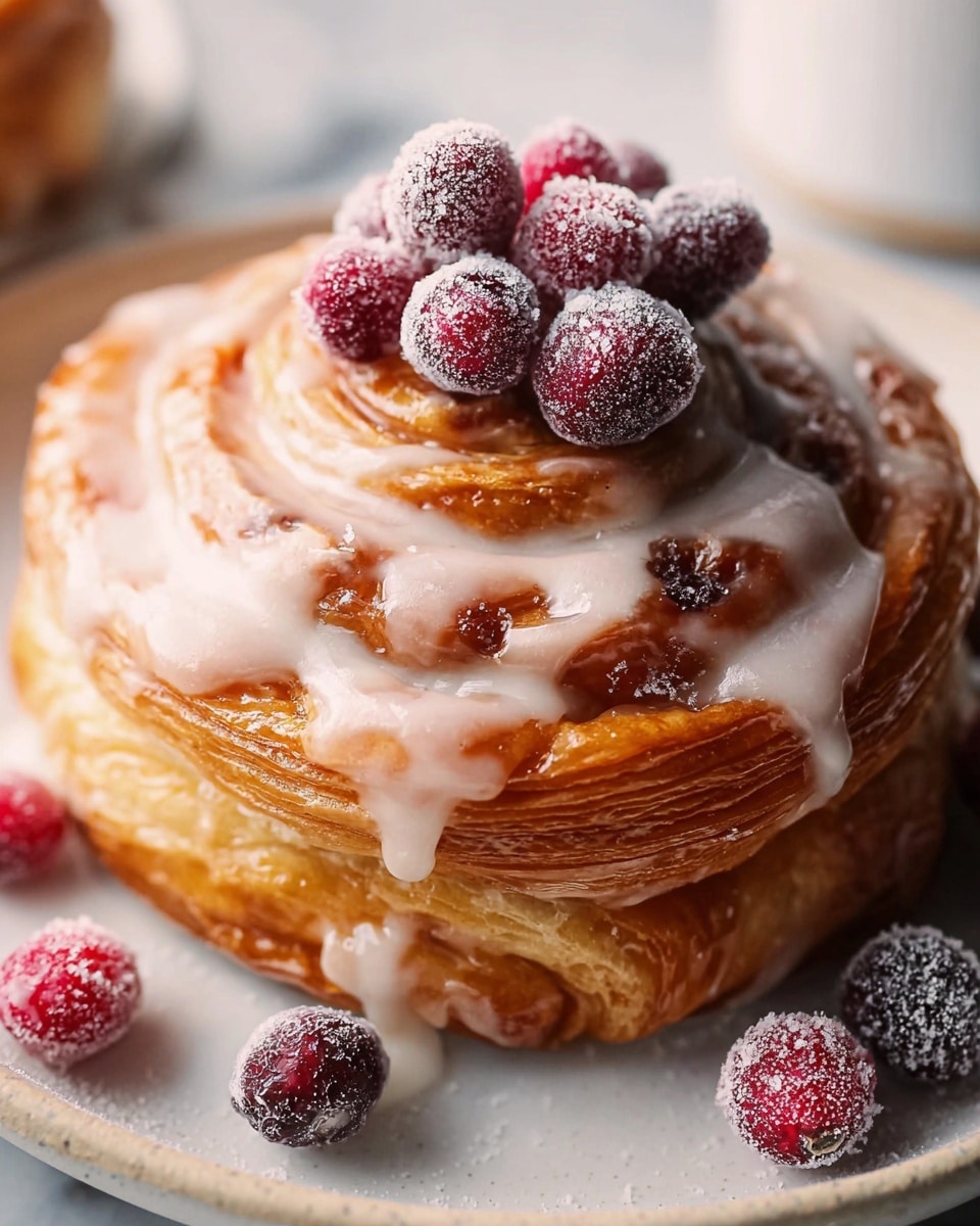 Cream Cheese Danishes with Sugared Cranberries and Vanilla Butter Glaze Recipe - Recipe Image