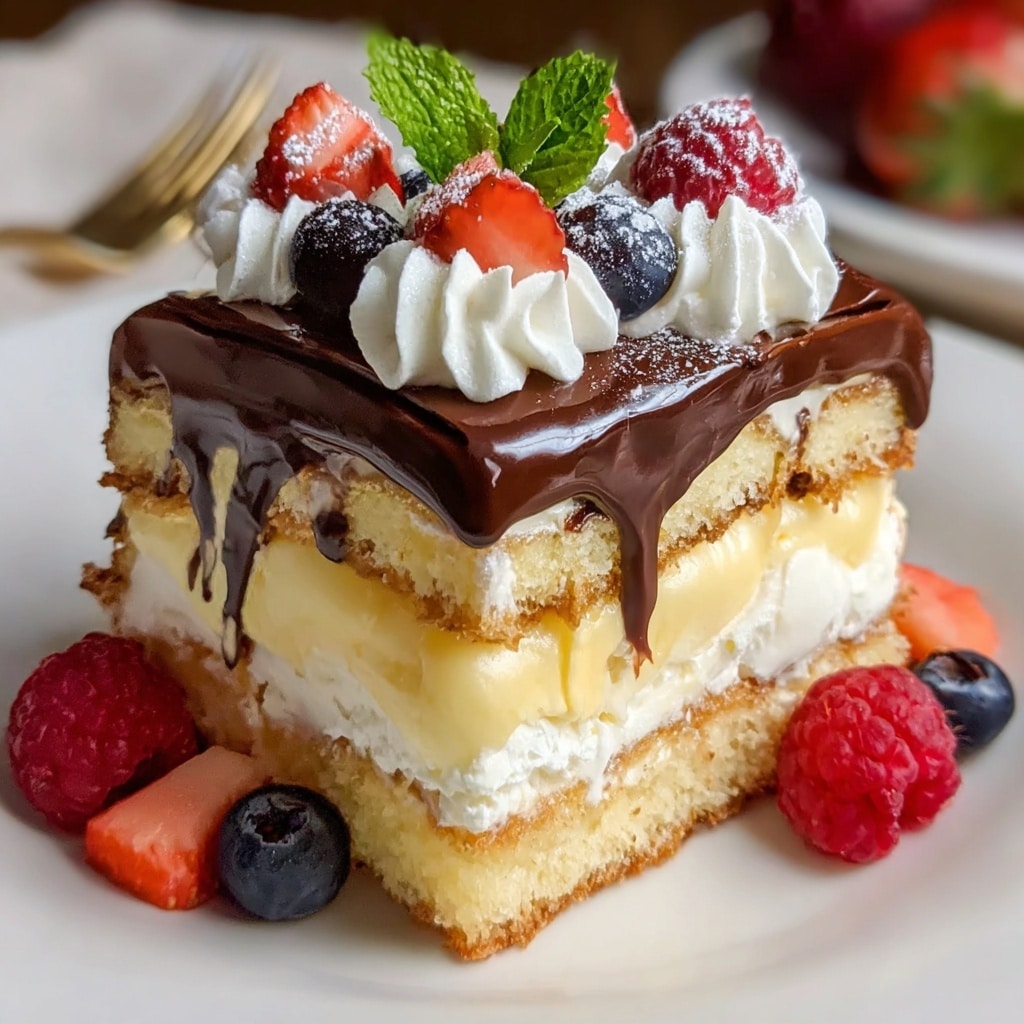 Boston Cream Pie Trifle with Chocolate Ganache and Fresh Berries Recipe - Recipe Image