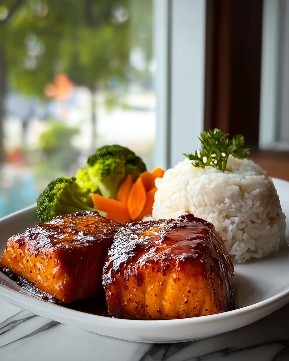 Salmon Teriyaki with Steamed Rice Recipe - Recipe Image