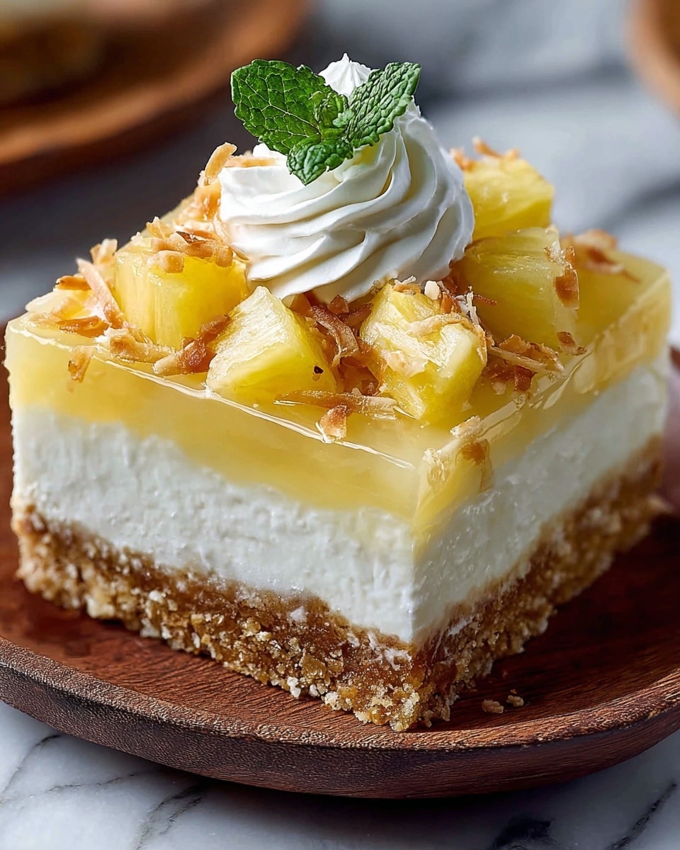 Coconut Pineapple Cheesecake Dessert: A Tropical Delight Recipe - Recipe Image