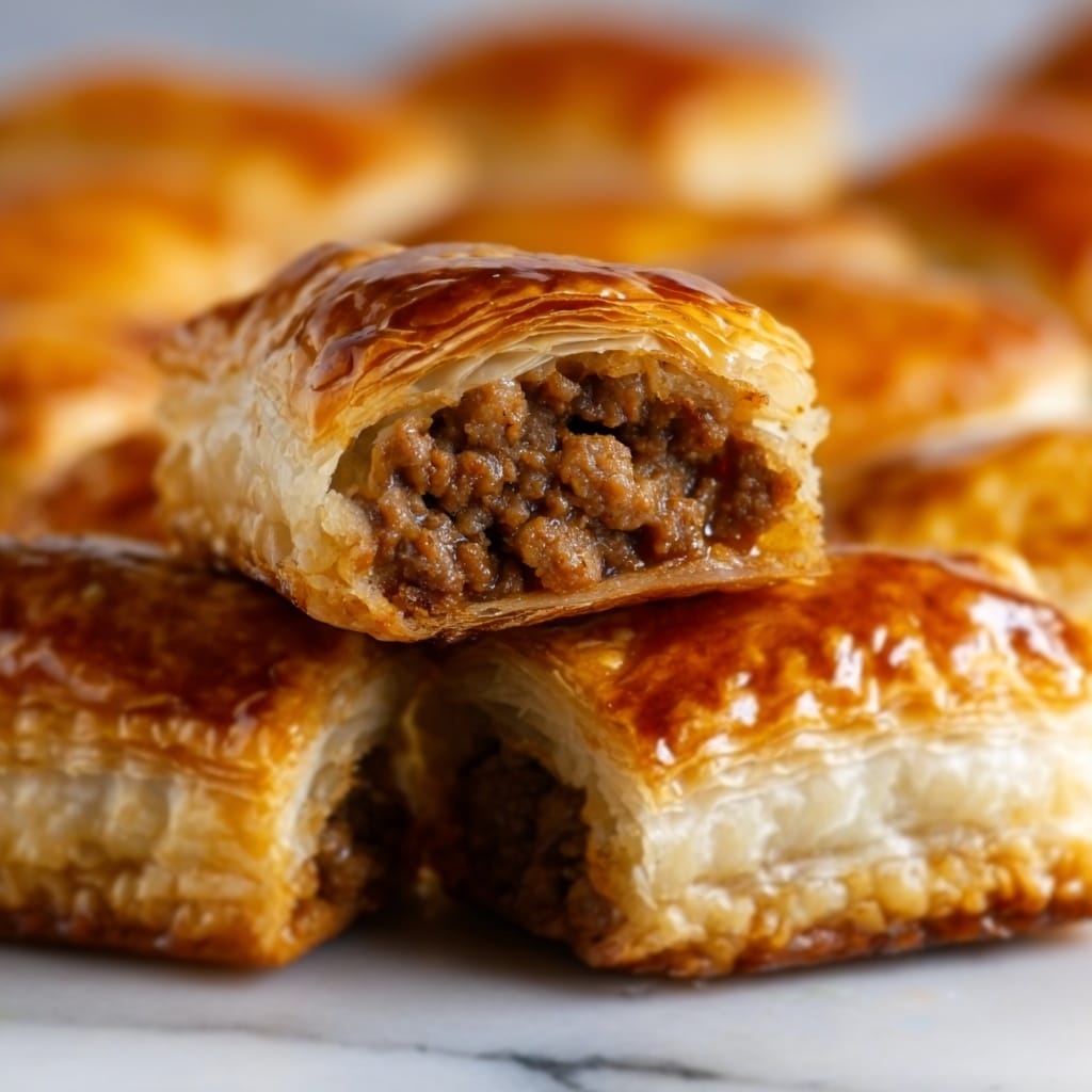 Golden Baked Sausage Rolls with Puff Pastry Recipe - Recipe Image
