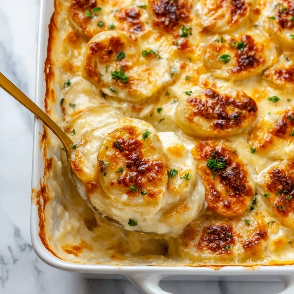 Cheesy Scalloped Potatoes with Caramelized Onions Recipe - Recipe Image