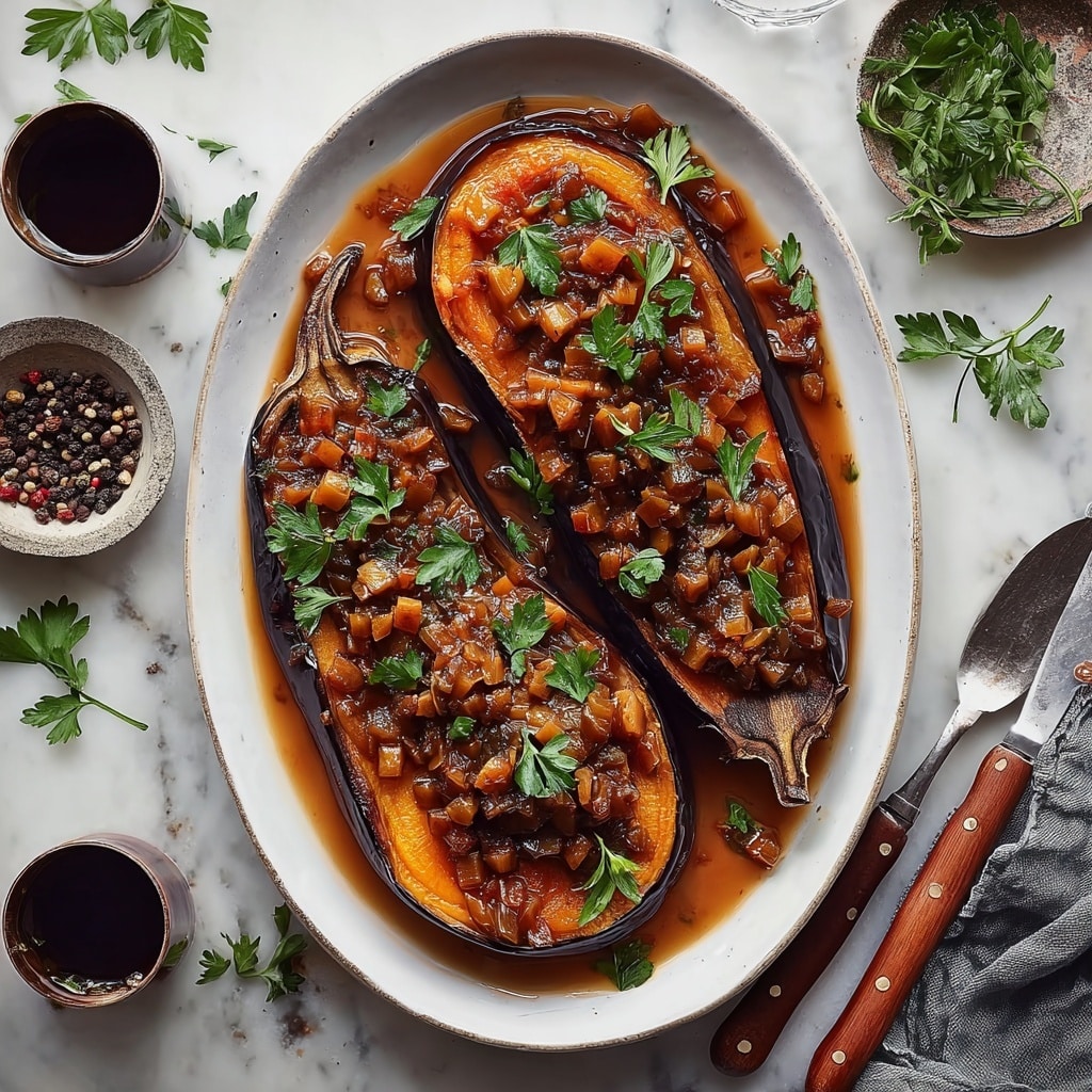 Sticky Garlic Eggplant Recipe - Recipe Image