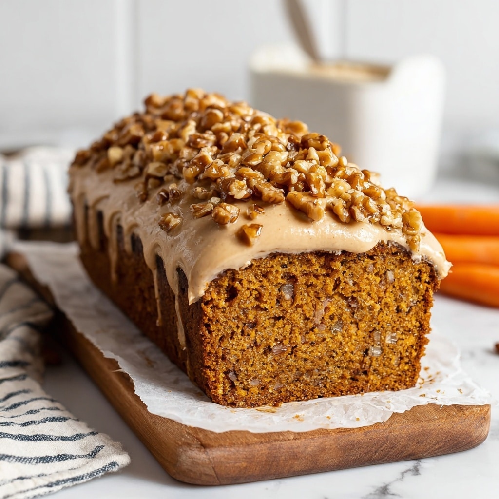 Vegan Carrot Cake Loaf with Candied Walnuts and Browned Butter Glaze Recipe