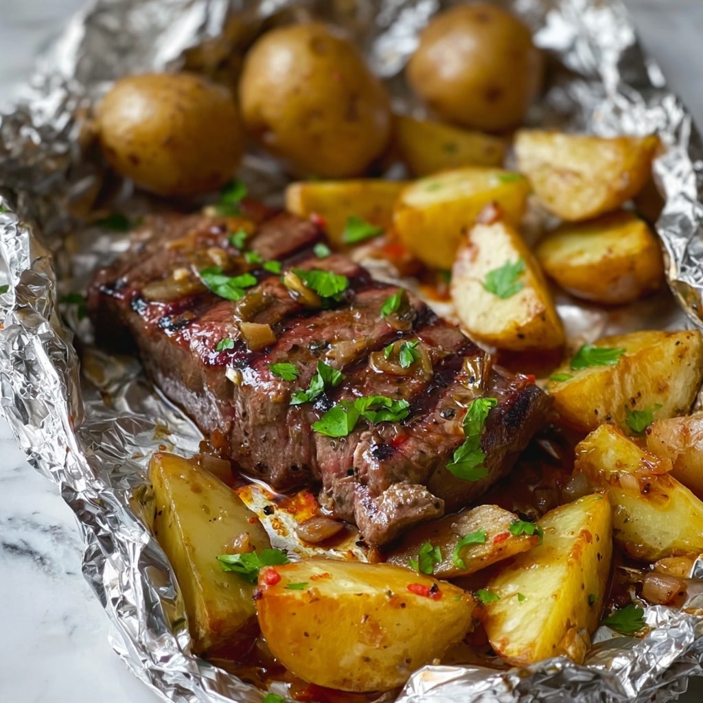 Garlic Butter Steak and Potato Foil Packets Recipe