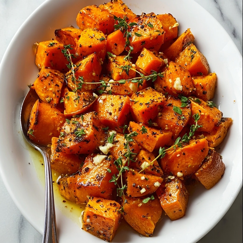 Garlic Butter Roasted Sweet Potatoes Recipe - Recipe Image