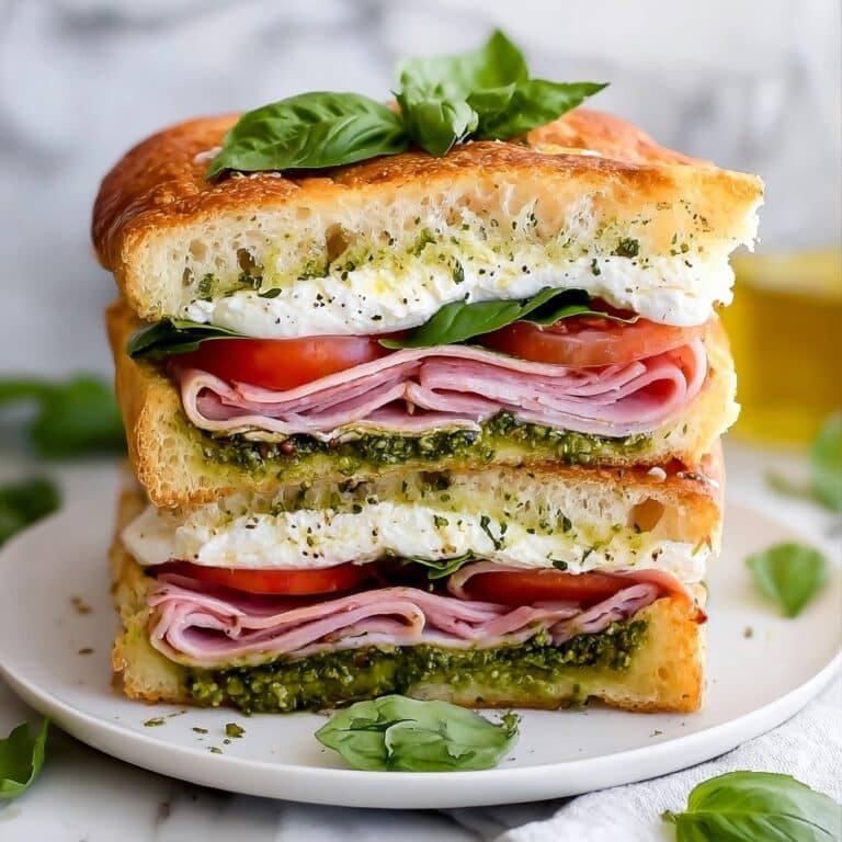 Italian Focaccia Sandwich with Burrata, Prosciutto, Salami, and Arugula Recipe