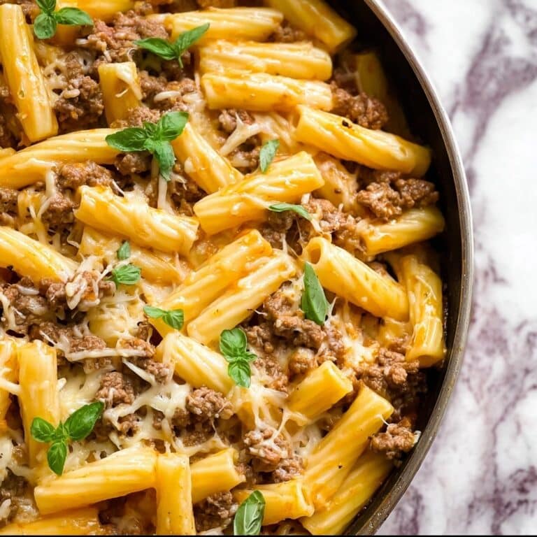 Cheesy Ground Beef Pasta Skillet Recipe
