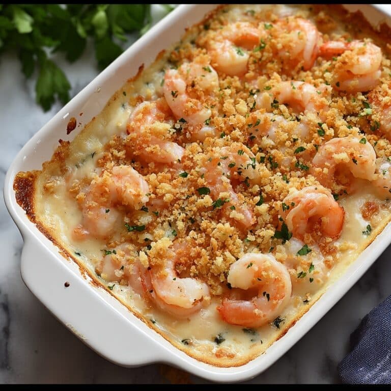 Shrimp Casserole with Cheddar, Parmesan, and Creamy Rice Recipe