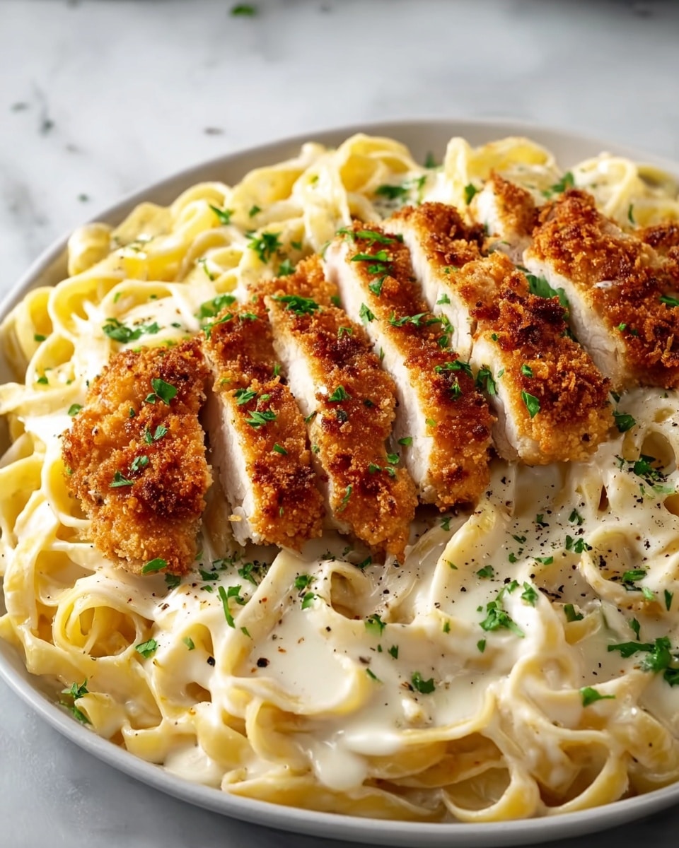 Crispy Chicken Fettuccine Alfredo Recipe - Recipe Image