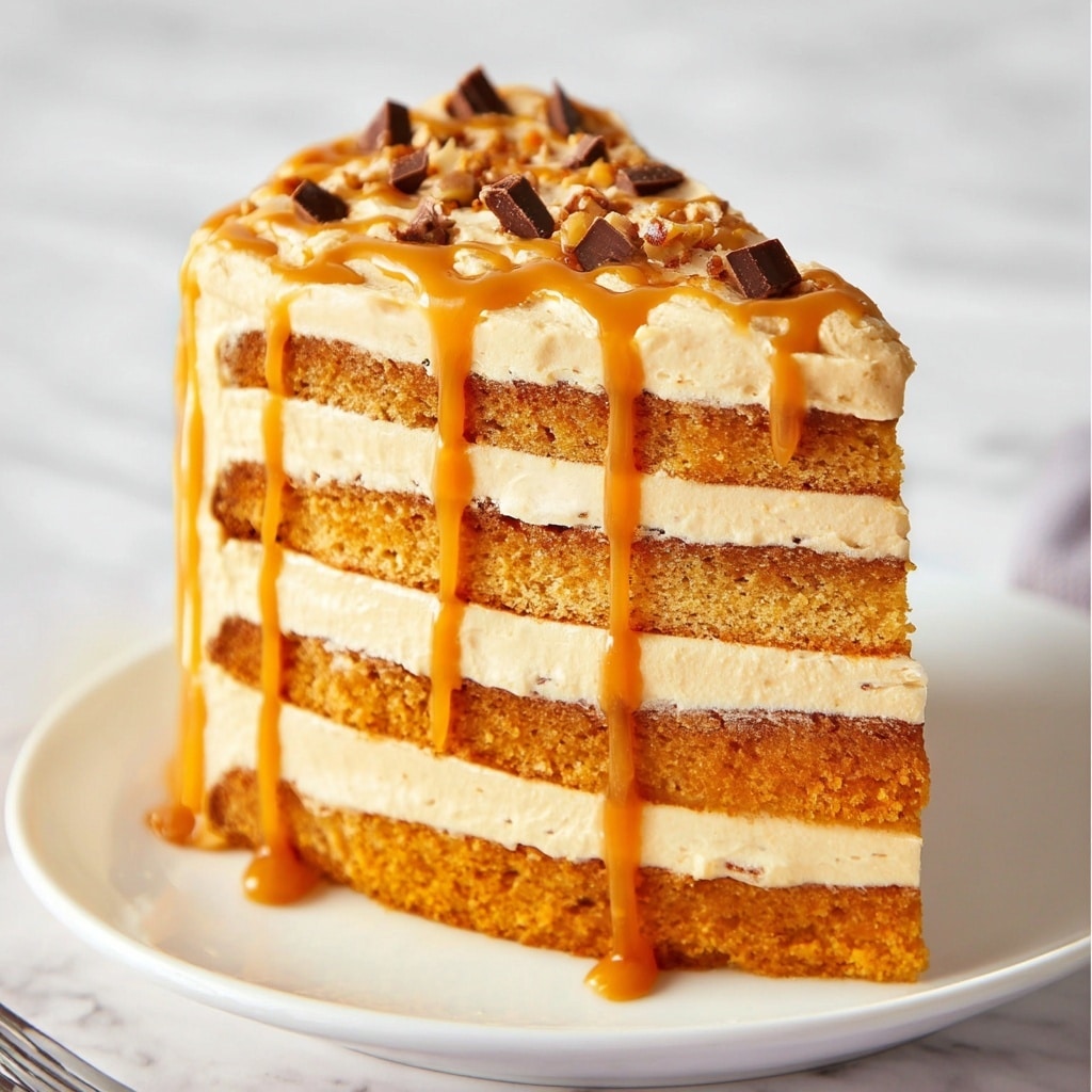Pumpkin Torte with Toffee Bits and Caramel Drizzle Recipe - Recipe Image