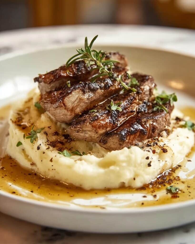 Garlic Parmesan Chicken & Steak Bake with Cheesy Loaded Mashed Potatoes Recipe