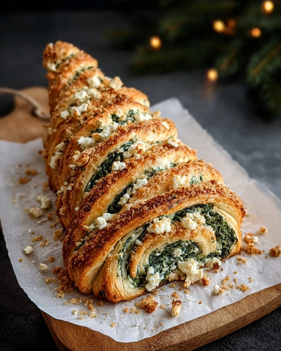 Easy Christmas Tree Spinach Feta Bread Recipe - Recipe Image