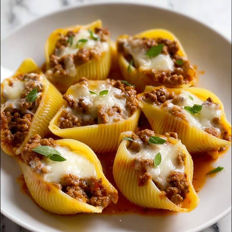 Beef-Stuffed Pasta Shells with Creamy Ricotta and Marinara Recipe