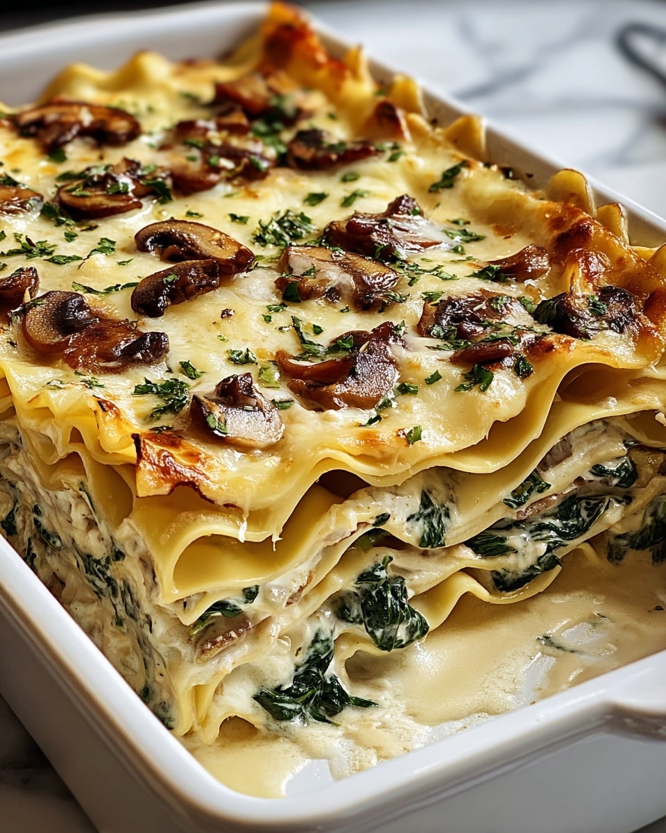 Creamy Spinach Mushroom Lasagna Recipe - Recipe Image