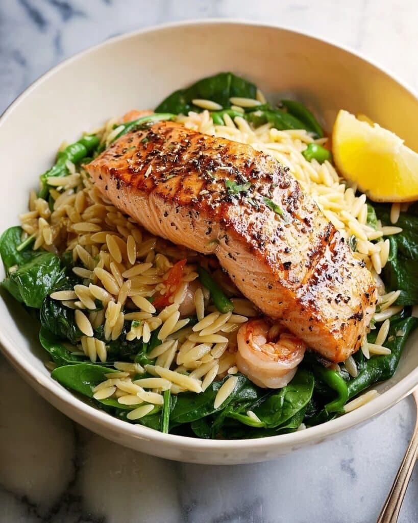 One-Skillet Salmon with Lemon Orzo Recipe