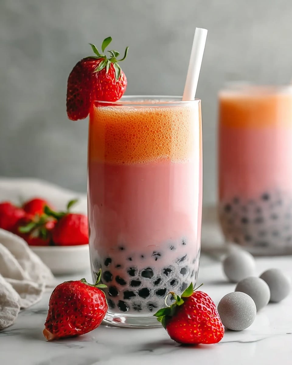 Boba Tea Smoothie with Tapioca Pearls and Cream Cheese Foam Recipe - Recipe Image