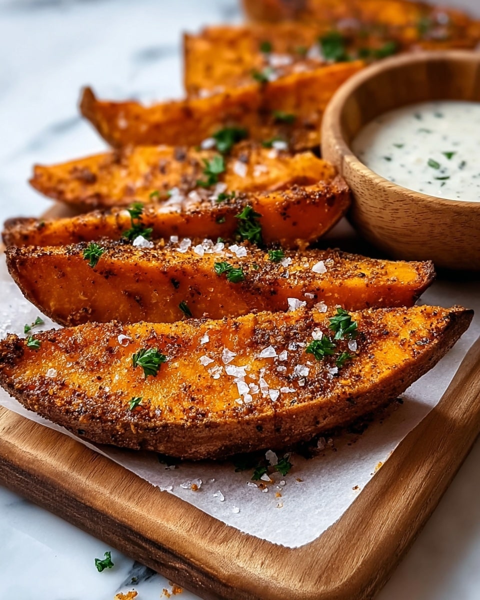 Garlic Parmesan Sweet Potato Wedges Recipe - Recipe Image