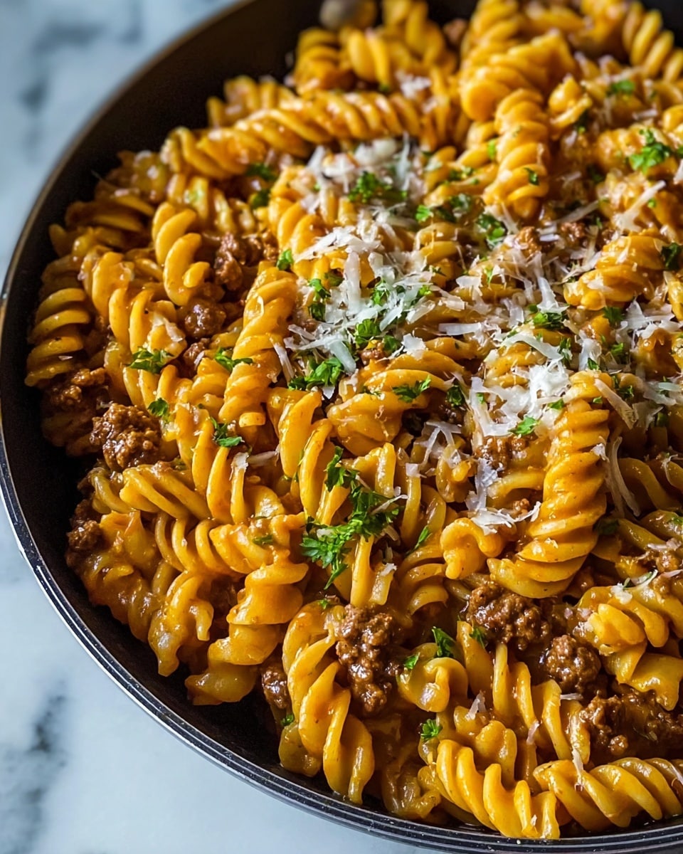 One-Pot Beef and Cheddar Ranch Pasta Recipe - Recipe Image