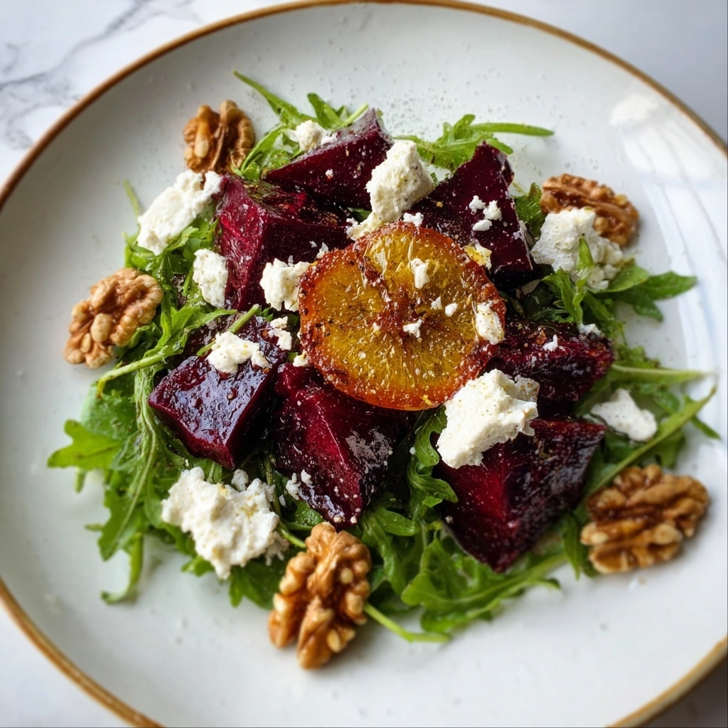Roasted Beet Arugula Salad with Feta and Walnuts Recipe