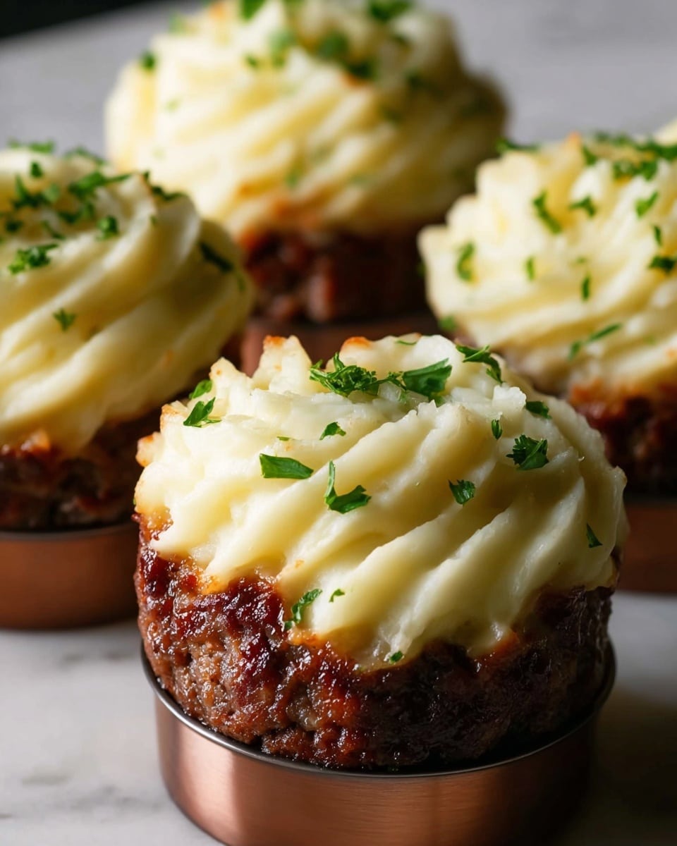 Meatloaf Cupcakes with Whipped Potato Topping Recipe - Recipe Image