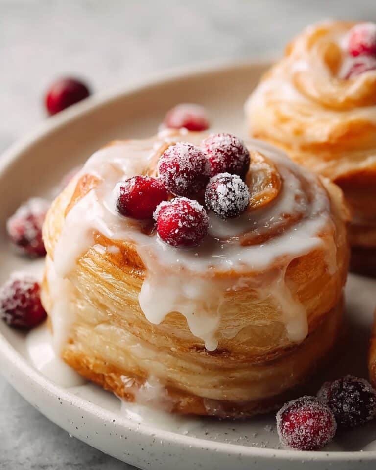 Cream Cheese Danishes with Sugared Cranberries and Vanilla Butter Glaze Recipe