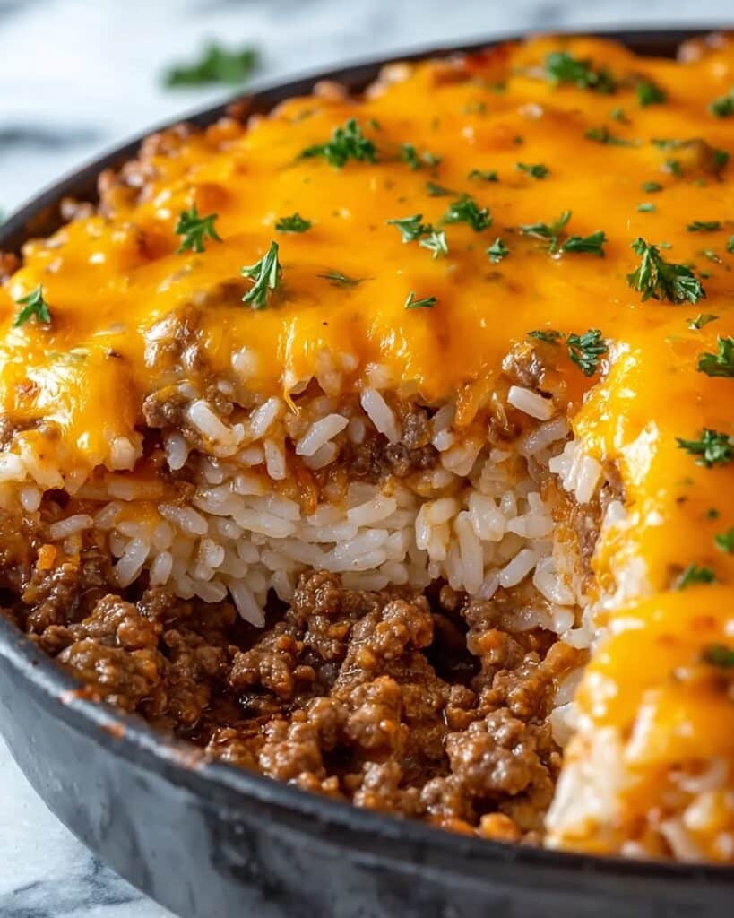 Cheesy Ground Beef and Rice Casserole Recipe