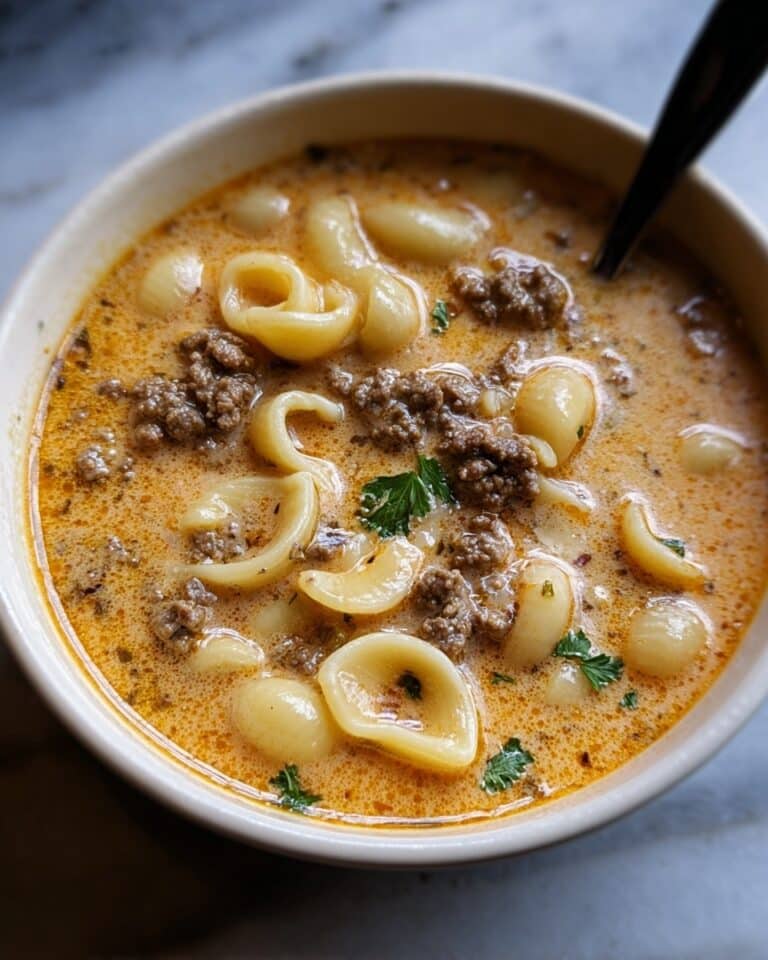 One-Pot Macaroni Cheeseburger Soup Recipe