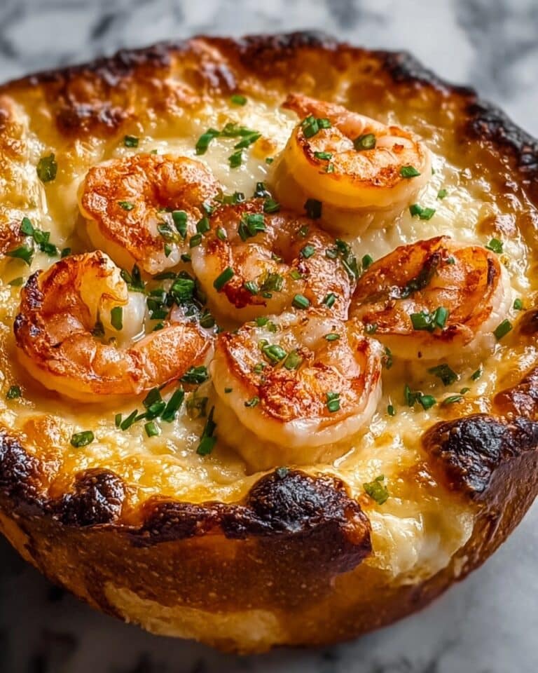 Cheesy Garlic Shrimp Bread Bowl Recipe