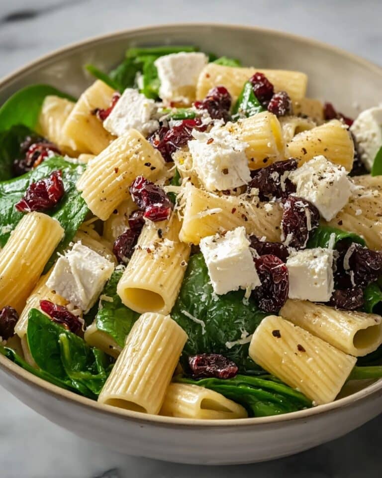 Feta & Cranberry Rigatoni Salad with Lemon Vinaigrette Recipe