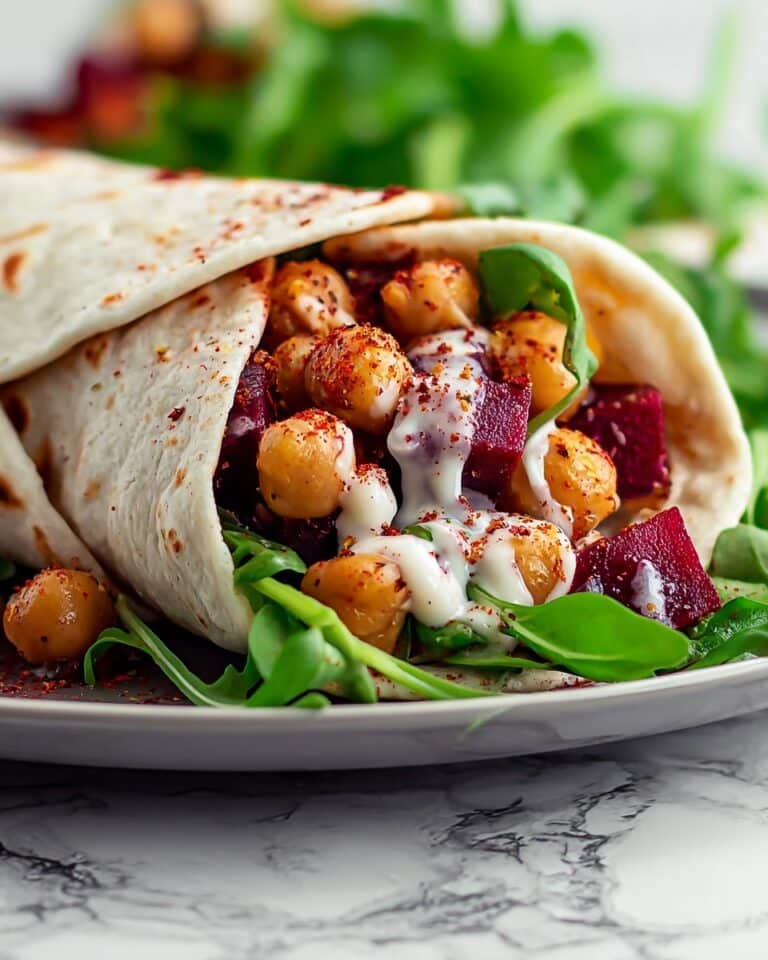 Roasted Beet & Chickpea Wraps with Tahini-Lemon Sauce Recipe