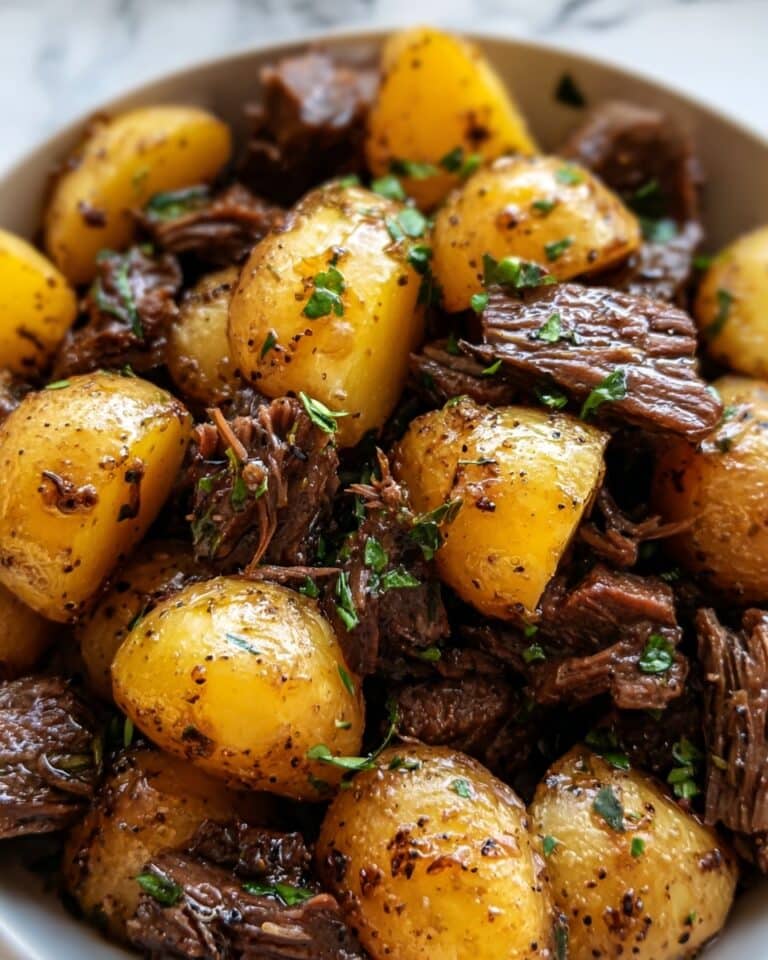 Slow Cooker Garlic Butter Beef Bites & Potatoes Recipe