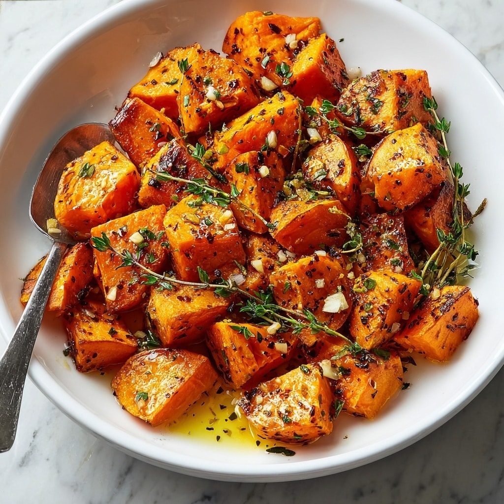 Garlic Butter Roasted Sweet Potatoes Recipe