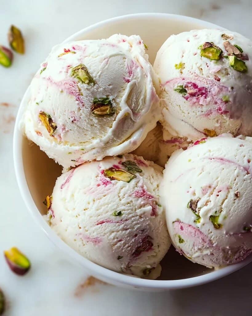Rose Pistachio Cheesecake Ice Cream Recipe