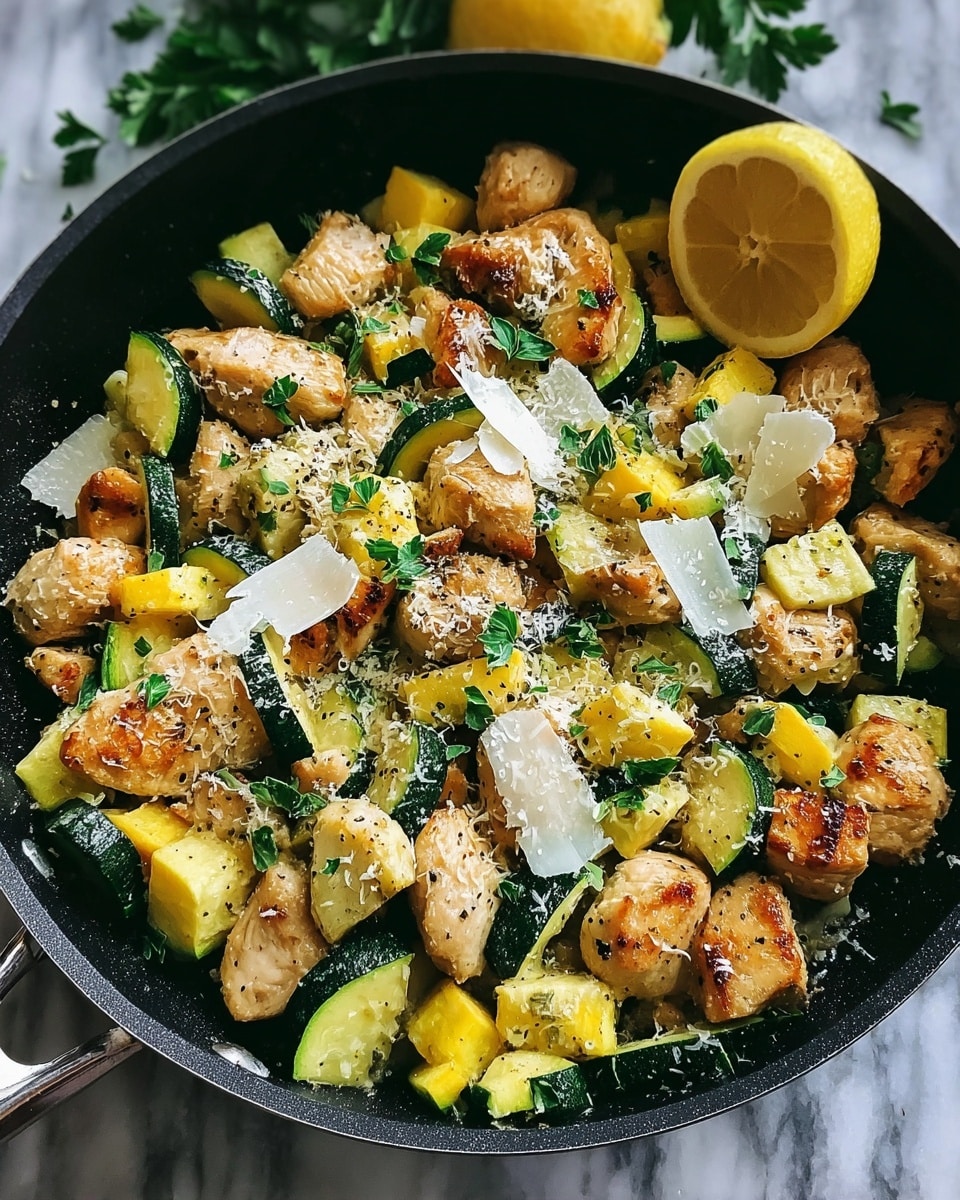 Skillet Lemon Parmesan Chicken with Zucchini and Squash Recipe