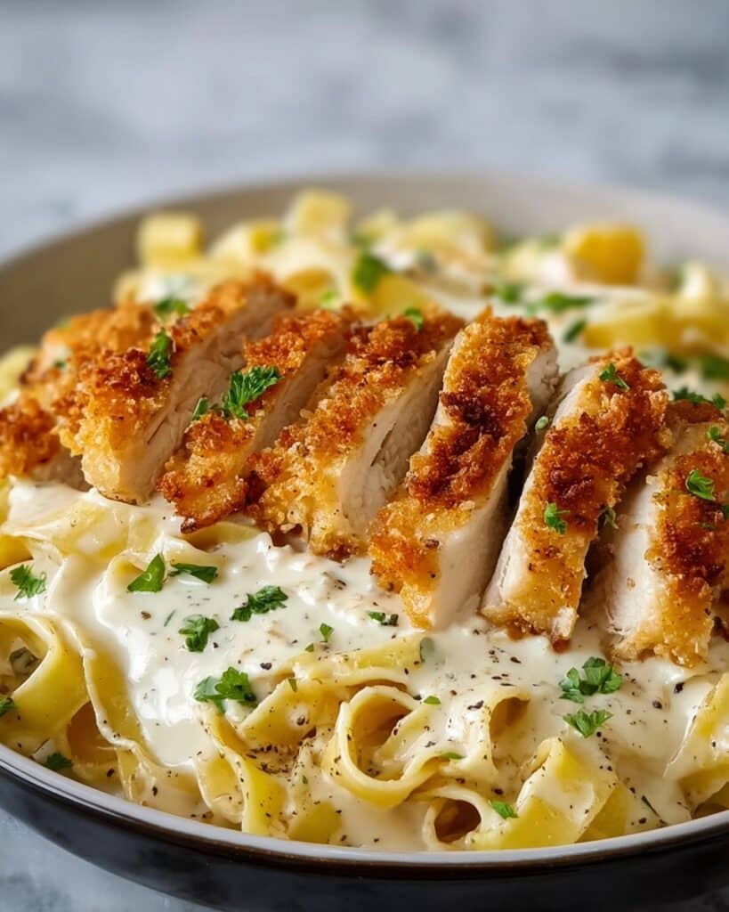 Crispy Chicken Fettuccine Alfredo Recipe