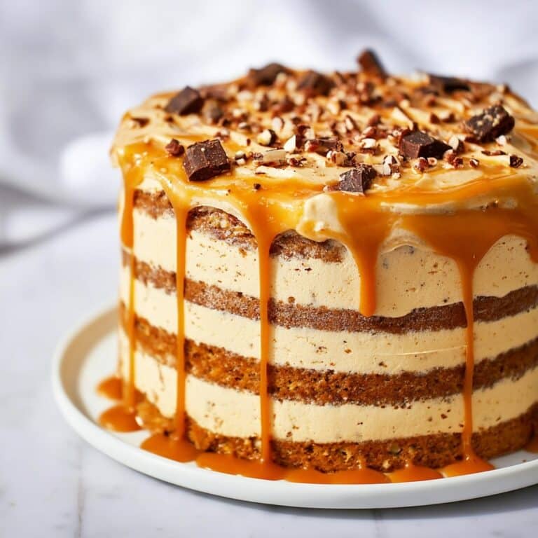 Pumpkin Torte with Toffee Bits and Caramel Drizzle Recipe