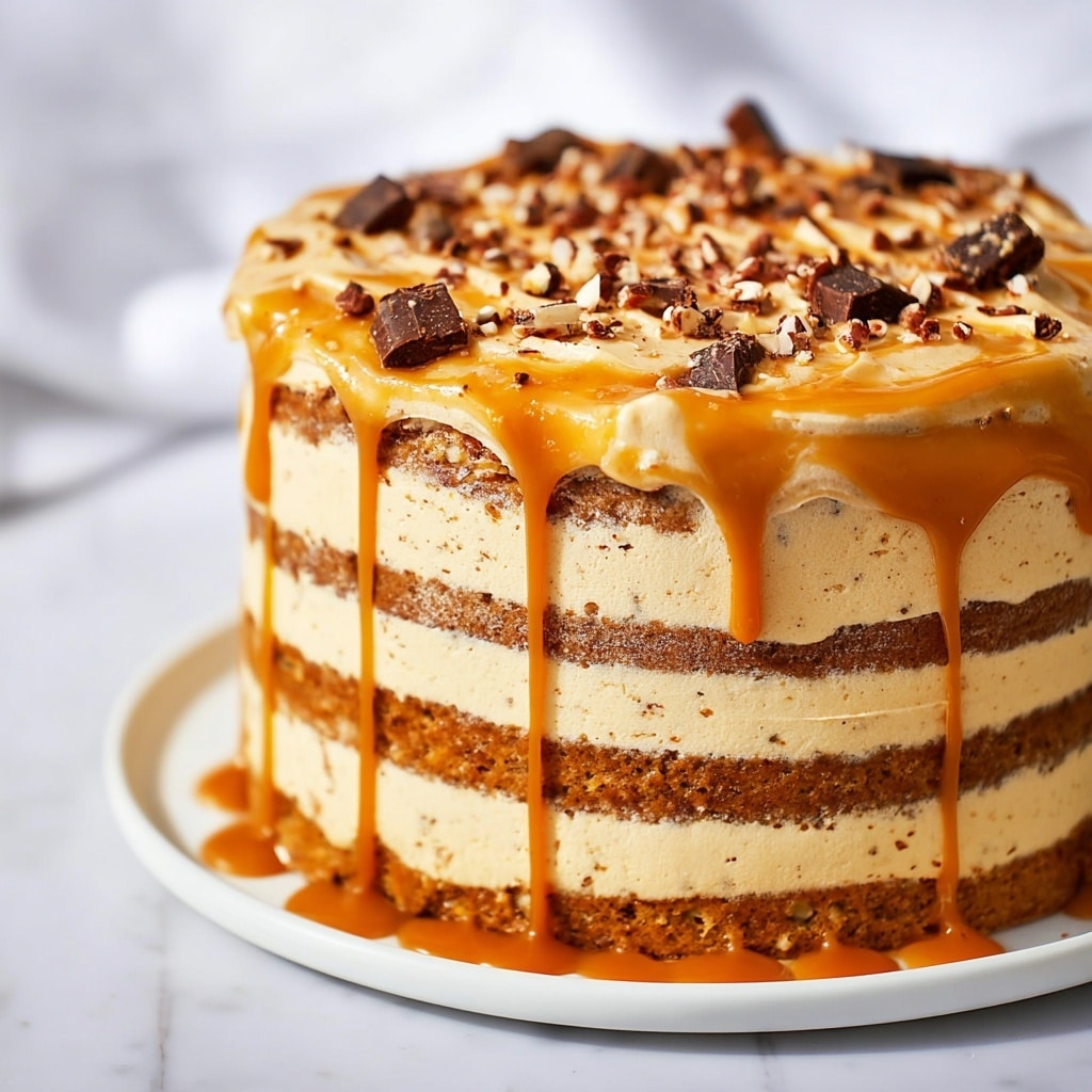 Pumpkin Torte with Toffee Bits and Caramel Drizzle Recipe