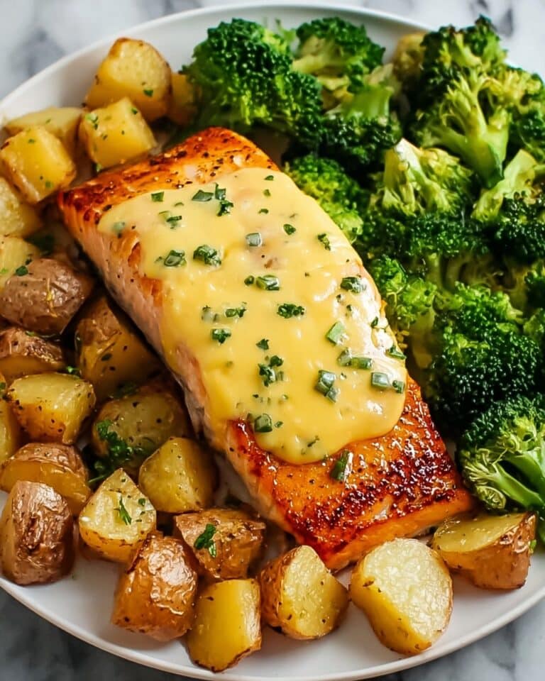 Lemon Butter Salmon with Crispy Potatoes and Roasted Broccoli Recipe